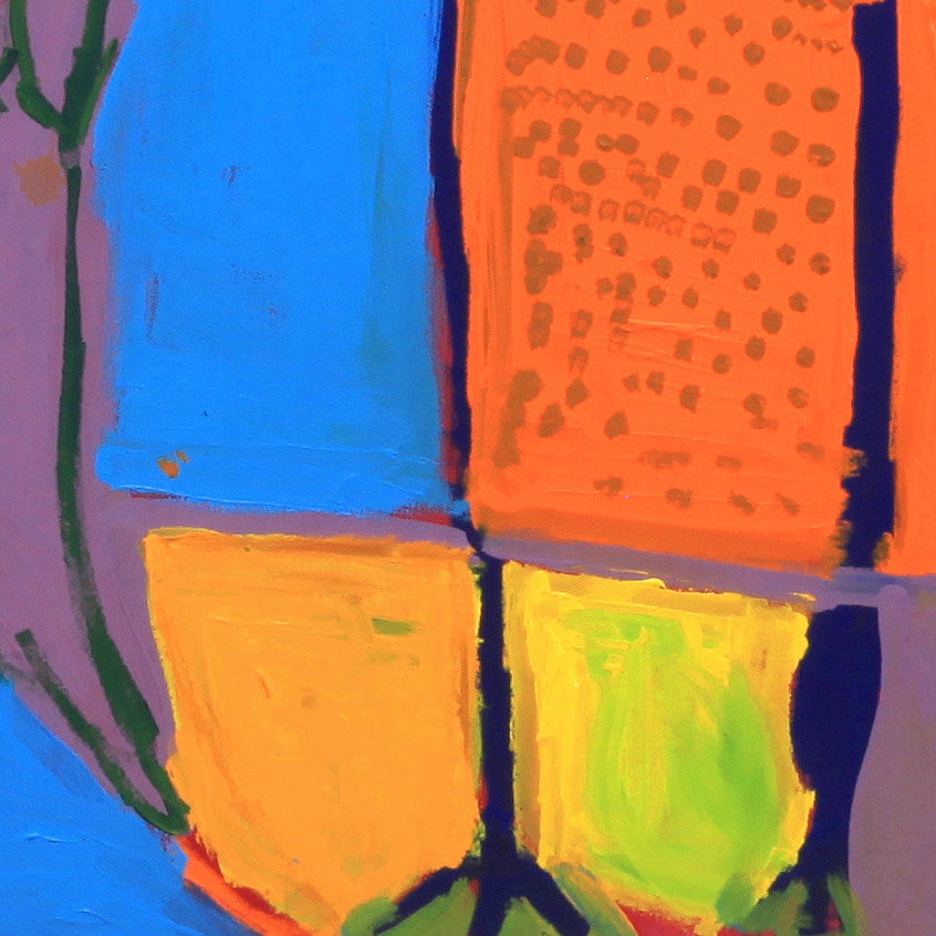 Aboriginal Artwork by Karen Napaljarri Barnes, Jurlpu kuja kalu nyinami Yurntumu-wana, 91x76cm