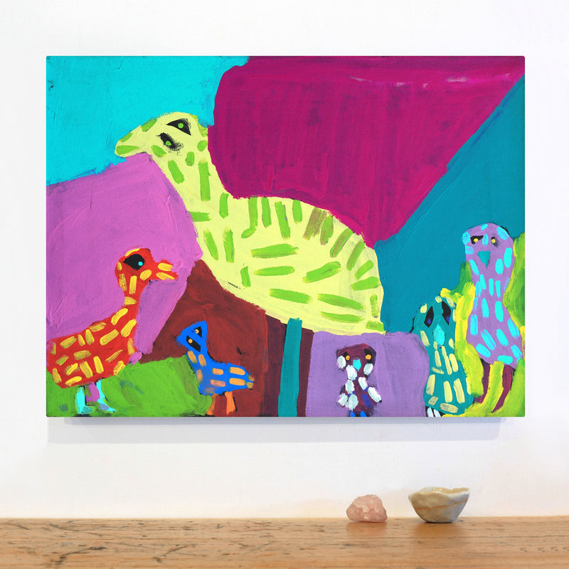 Aboriginal Artwork by Karen Napaljarri Barnes, Birds, 61x46cm