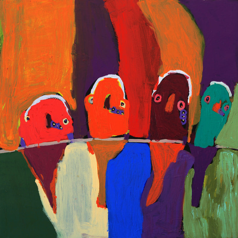 Aboriginal Artwork by Karen Napaljarri Barnes, Jurlpu kuja kalu nyinami Yurntumu-wana, 76x76cm