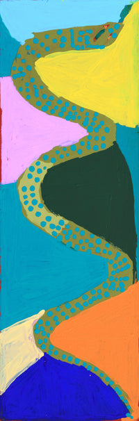 Aboriginal Artwork by Karen Napaljarri Barnes, Snake, 91x30cm