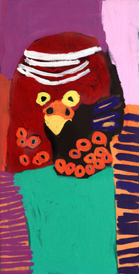 Aboriginal Artwork by Karen Napaljarri Barnes, Ngatijirri Jukurrpa (Budgerigar Dreaming), 91x46cm