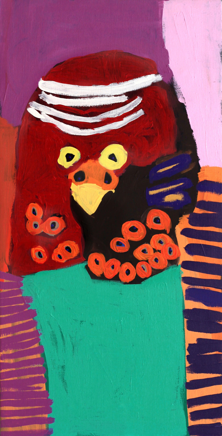 Aboriginal Artwork by Karen Napaljarri Barnes, Ngatijirri Jukurrpa (Budgerigar Dreaming), 91x46cm