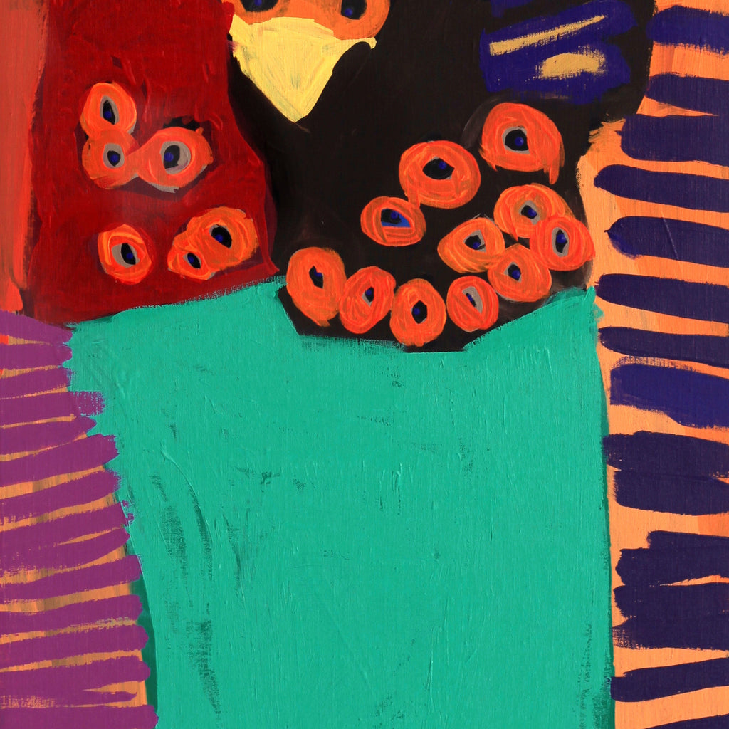 Aboriginal Artwork by Karen Napaljarri Barnes, Ngatijirri Jukurrpa (Budgerigar Dreaming), 91x46cm