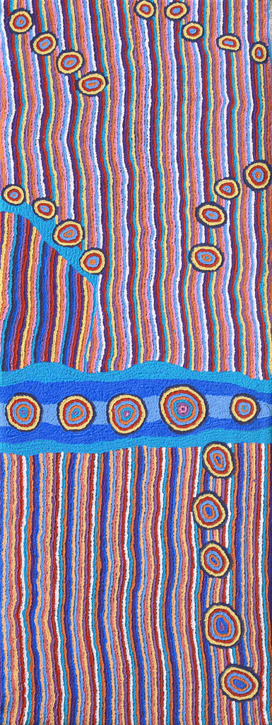 Aboriginal Artwork by Kasey-Anne Nampijinpa Gallagher, Water Dreaming - Pirlinyarnu, 122x46cm
