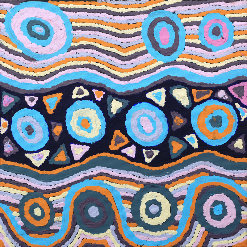Aboriginal Artwork by Kasey-Anne Nampijinpa Gallagher, Water Dreaming - Pirlinyarnu, 30x30cm