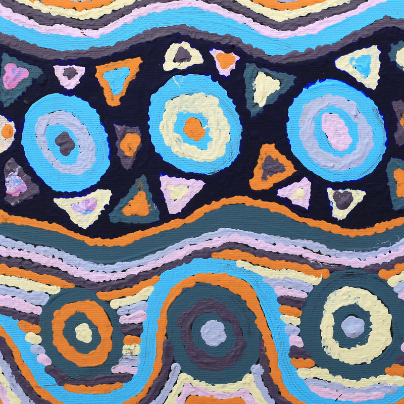 Aboriginal Artwork by Kasey-Anne Nampijinpa Gallagher, Water Dreaming - Pirlinyarnu, 30x30cm