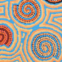 Aboriginal Artwork by Kathleen Napaljarri Doolon, Ngapa Jukurrpa (Water Dreaming) - Pirlinyarnu, 30x30cm