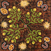 Aboriginal Artwork by Kathy Napangardi Bagot, Wayipi Jukurrpa (Bush Onion Dreaming), 30x30cm