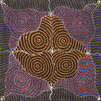 Aboriginal Artwork by Kathy Napangardi Bagot, Ngapa Jukurrpa (Water Dreaming) - Puyurru, 30x30cm