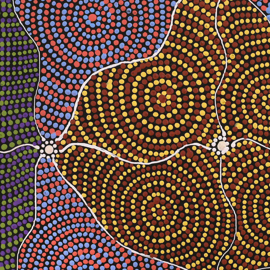 Aboriginal Artwork by Kathy Napangardi Bagot, Ngapa Jukurrpa (Water Dreaming) - Puyurru, 30x30cm