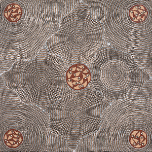 Aboriginal Artwork by Kathy Napangardi Bagot, Ngapa Jukurrpa (Water Dreaming) - Puyurru, 61x61cm - ART ARK®