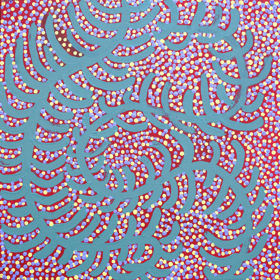 Aboriginal Artwork by Katrina Nampijinpa Brown, Watiya-warnu Jukurrpa (Seed Dreaming), 30x30cm