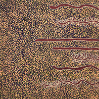Aboriginal Artwork by Katrina Nampijinpa Brown, Watiya-warnu Jukurrpa (Seed Dreaming), 46x46cm