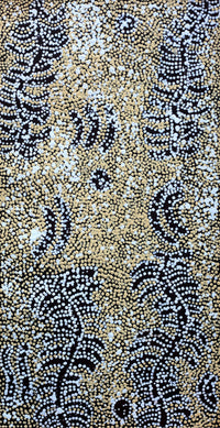 Aboriginal Artwork by Katrina Nampijinpa Brown, Watiya-warnu Jukurrpa (Seed Dreaming), 61x30cm