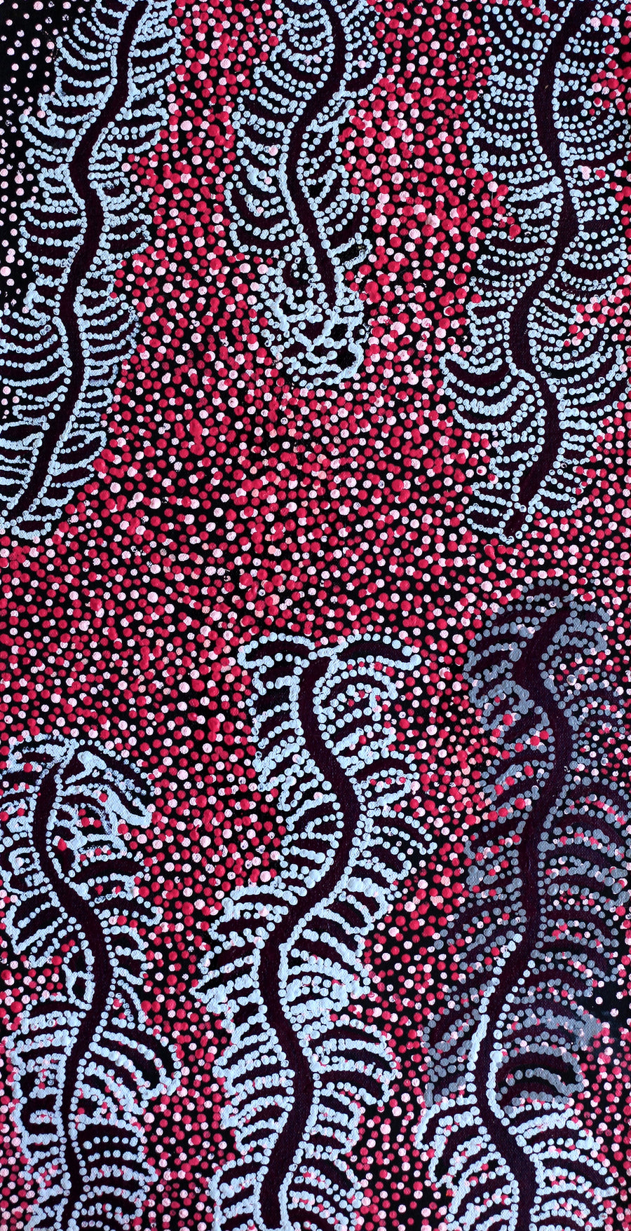 Aboriginal Artwork by Katrina Nampijinpa Brown, Watiya-warnu Jukurrpa (Seed Dreaming), 61x30cm