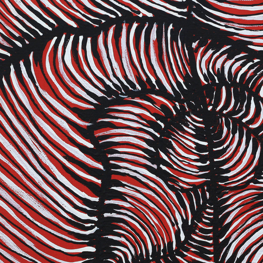 Aboriginal Artwork by Kaylisha Napaljarri Ross, Ngatijirri Jukurrpa (Budgerigar Dreaming), 30x30cm