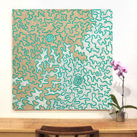 Aboriginal Artwork by Kelly-Anne Nungarrayi Gibson, Ngapa Jukurrpa (Water Dreaming) - Puyurru, 107x107cm