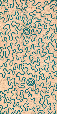Aboriginal Artwork by Kelly-Anne Nungarrayi Gibson, Ngapa Jukurrpa (Water Dreaming) - Puyurru, 122x61cm