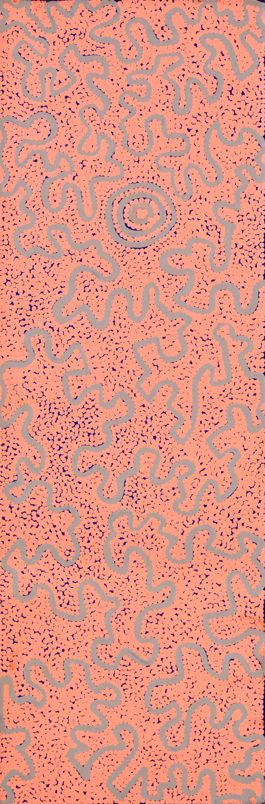 Aboriginal Artwork by Kelly-Anne Nungarrayi Gibson, Ngapa Jukurrpa (Water Dreaming) - Pirlinyarnu, 91x30cm