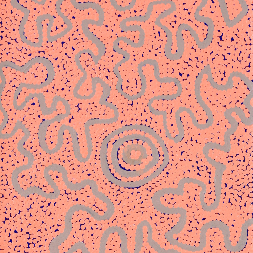 Aboriginal Artwork by Kelly-Anne Nungarrayi Gibson, Ngapa Jukurrpa (Water Dreaming) - Pirlinyarnu, 91x30cm
