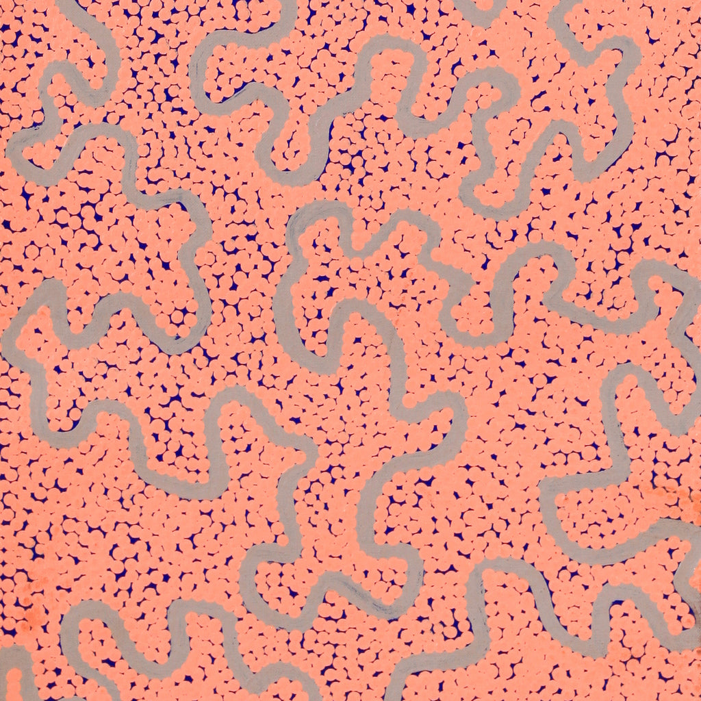 Aboriginal Artwork by Kelly-Anne Nungarrayi Gibson, Ngapa Jukurrpa (Water Dreaming) - Pirlinyarnu, 91x30cm