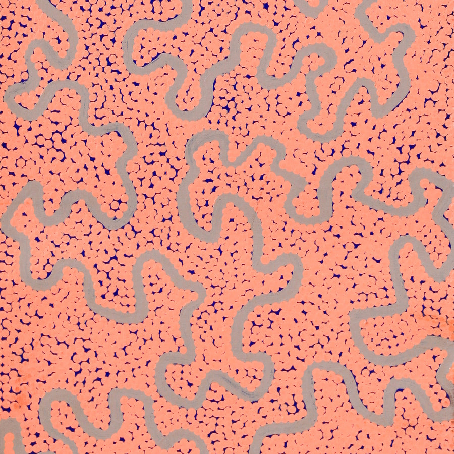 Aboriginal Artwork by Kelly-Anne Nungarrayi Gibson, Ngapa Jukurrpa (Water Dreaming) - Pirlinyarnu, 91x30cm