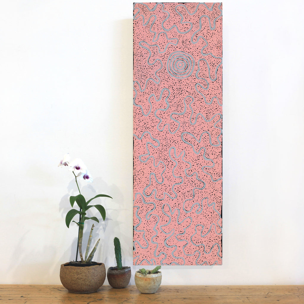 Aboriginal Artwork by Kelly-Anne Nungarrayi Gibson, Ngapa Jukurrpa (Water Dreaming) - Puyurru, 91x30cm