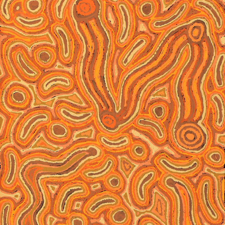 Aboriginal Artwork by Kelly Napanangka Michaels, Lappi Lappi Jukurrpa, 107x46cm
