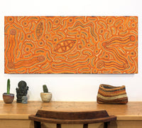 Aboriginal Artwork by Kelly Napanangka Michaels, Lappi Lappi Jukurrpa, 107x46cm