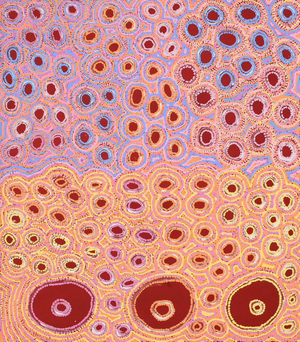 Aboriginal Art by Kelly Napangardi Michaels, Mina Mina Dreaming - Ngalyipi, 107x46cm - ART ARK®