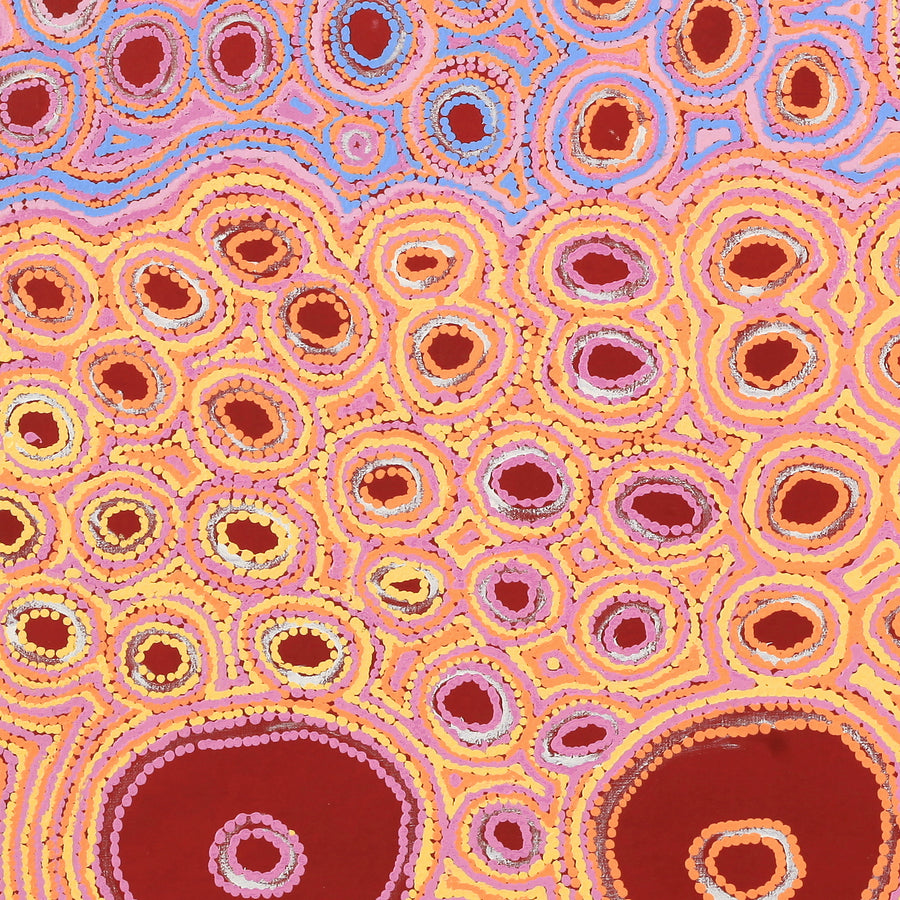 Aboriginal Artwork by Kelly Napangardi Michaels, Mina Mina Dreaming - Ngalyipi, 107x46cm
