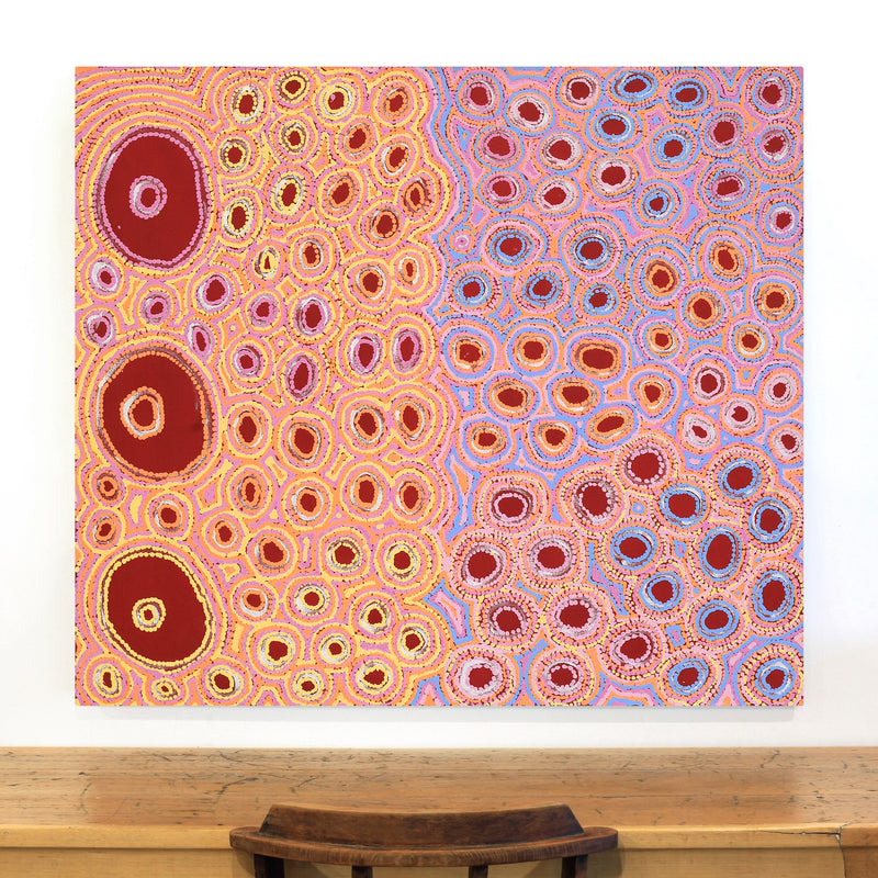 Aboriginal Artwork by Kelly Napangardi Michaels, Mina Mina Dreaming - Ngalyipi, 107x46cm