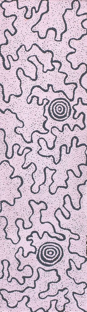 Aboriginal Artwork by Kelly-Anne Nungarrayi Gibson, Ngapa Jukurrpa (Water Dreaming) - Puyurru, 107x30cm