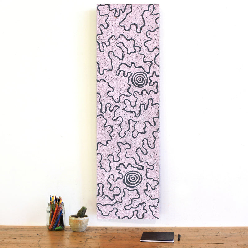 Aboriginal Artwork by Kelly-Anne Nungarrayi Gibson, Ngapa Jukurrpa (Water Dreaming) - Puyurru, 107x30cm