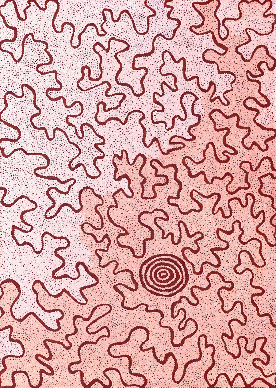 Aboriginal Artwork by Kelly-Anne Nungarrayi Gibson, Ngapa Jukurrpa (Water Dreaming) - Puyurru, 107x76cm
