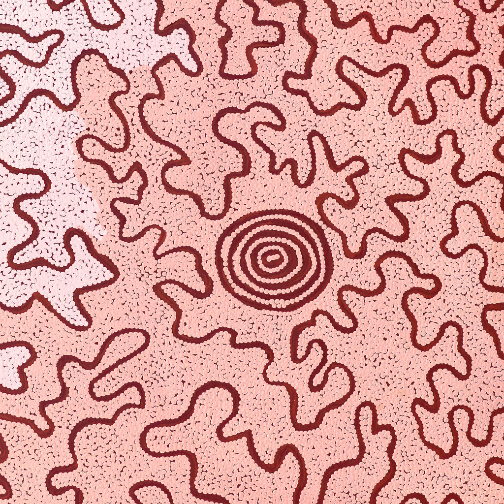 Aboriginal Artwork by Kelly-Anne Nungarrayi Gibson, Ngapa Jukurrpa (Water Dreaming) - Puyurru, 107x76cm