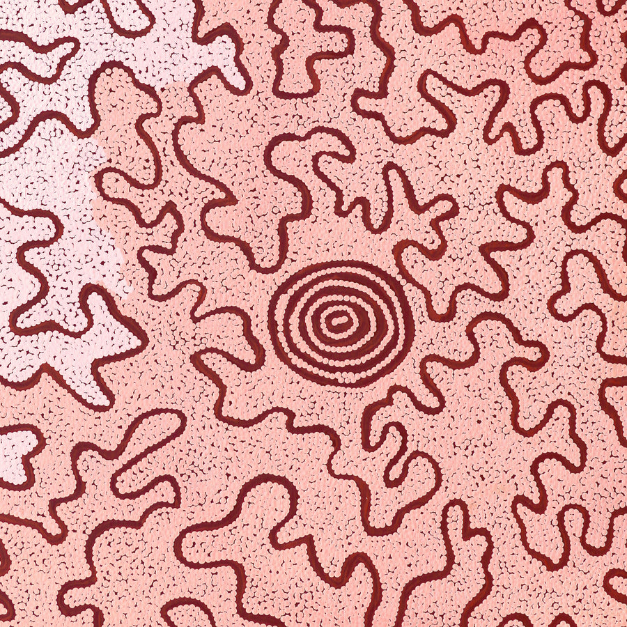 Aboriginal Artwork by Kelly-Anne Nungarrayi Gibson, Ngapa Jukurrpa (Water Dreaming) - Puyurru, 107x76cm