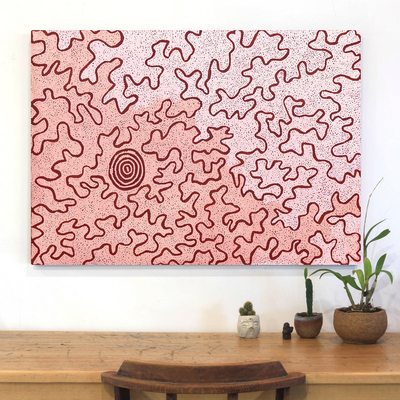 Aboriginal Artwork by Kelly-Anne Nungarrayi Gibson, Ngapa Jukurrpa (Water Dreaming) - Puyurru, 107x76cm