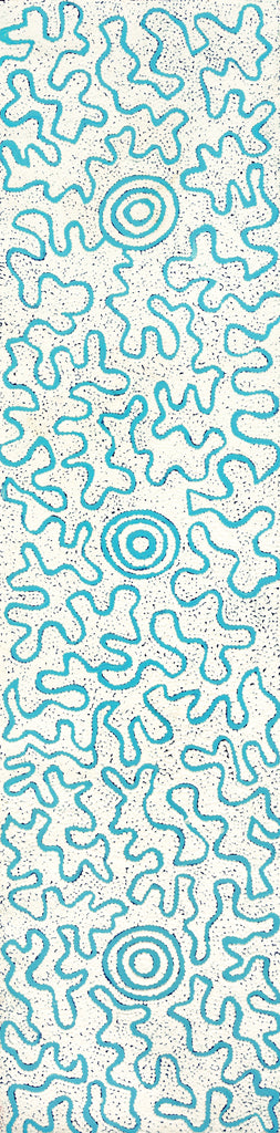 Aboriginal Artwork by Kelly-Anne Nungarrayi Gibson, Ngapa Jukurrpa (Water Dreaming) - Pirlinyarnu, 122x30cm - ART ARK®