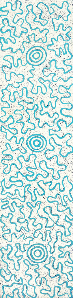 Aboriginal Artwork by Kelly-Anne Nungarrayi Gibson, Ngapa Jukurrpa (Water Dreaming) - Pirlinyarnu, 122x30cm
