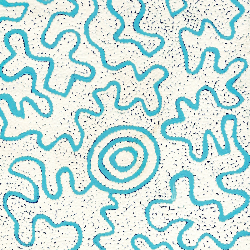 Aboriginal Artwork by Kelly-Anne Nungarrayi Gibson, Ngapa Jukurrpa (Water Dreaming) - Pirlinyarnu, 122x30cm