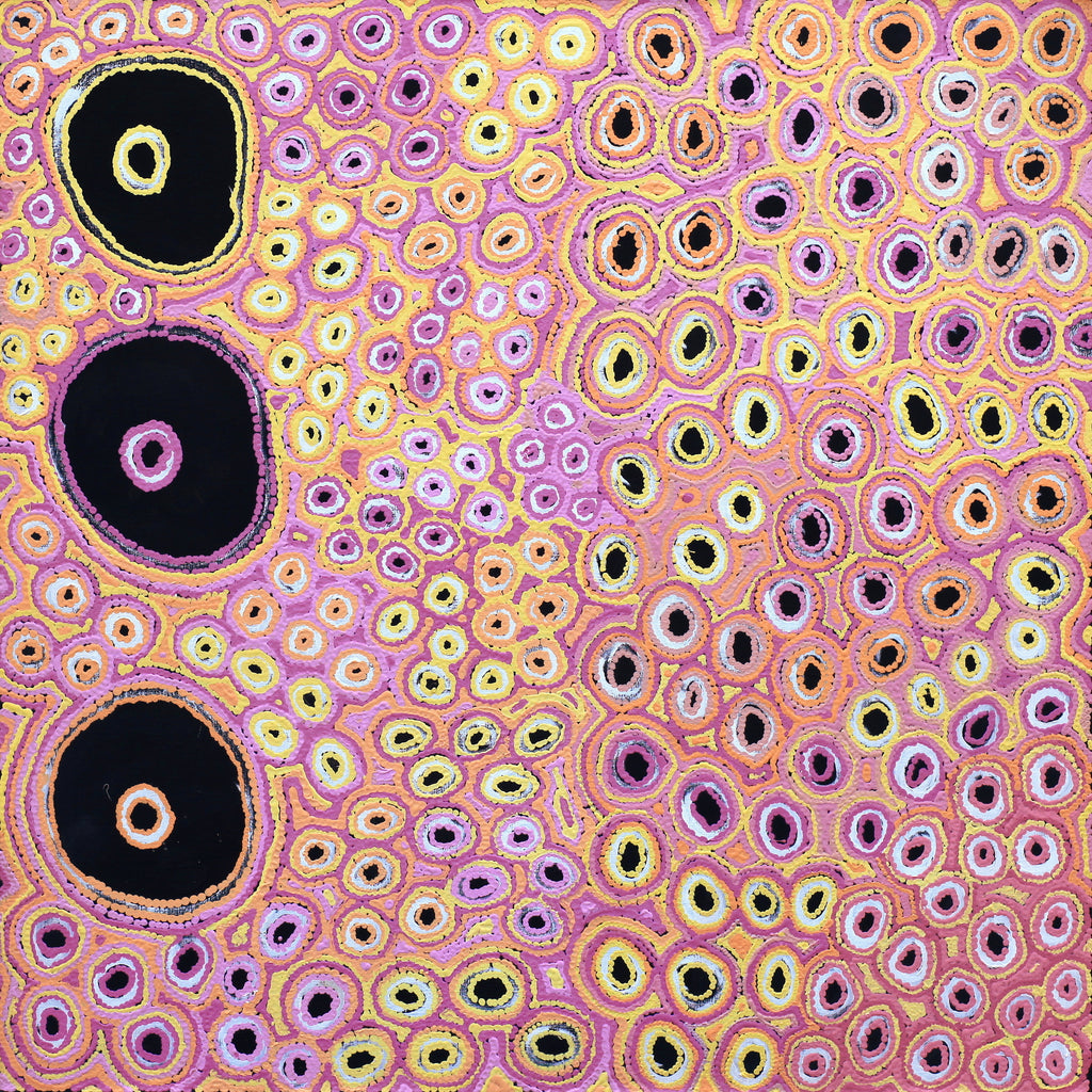 Aboriginal Artwork by Kelly Napangardi Michaels, Mina Mina Dreaming - Ngalyipi, 107x107cm