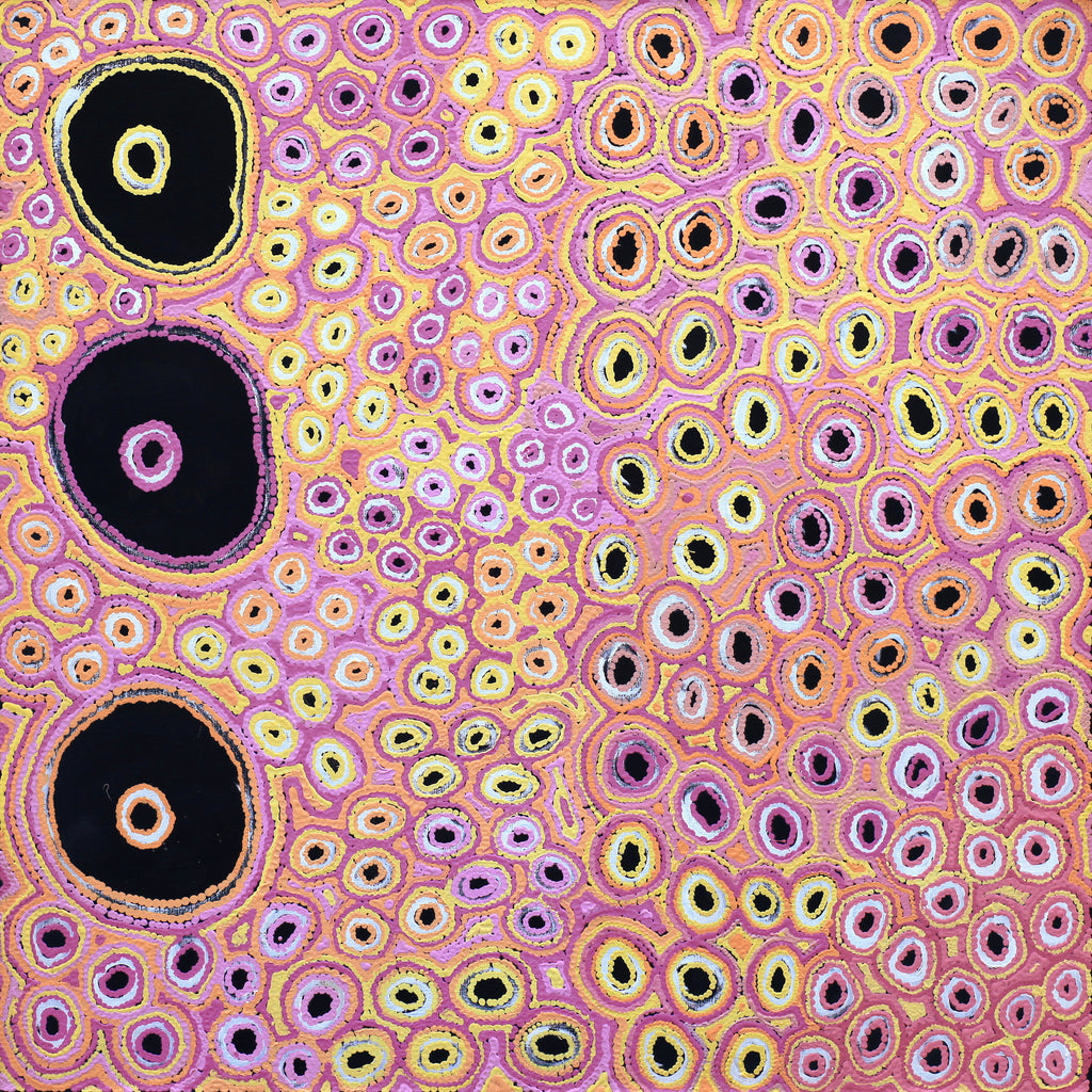 Aboriginal Art by Kelly Napangardi Michaels, Mina Mina Dreaming - Ngalyipi, 107x107cm - ART ARK®