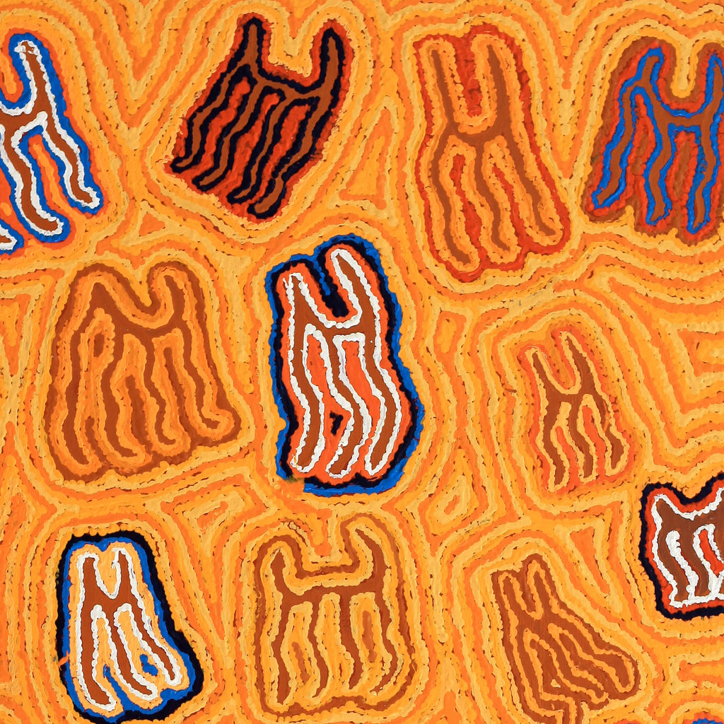 Aboriginal Artwork by Kelly Napanangkai Michaels, Majardi Jukurrpa (Hair-string Belt Dreaming) 107x61cm