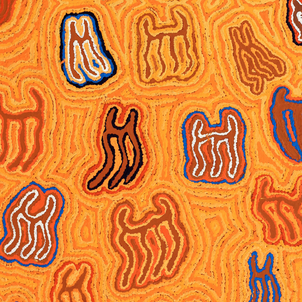 Aboriginal Artwork by Kelly Napanangkai Michaels, Majardi Jukurrpa (Hair-string Belt Dreaming) 107x61cm