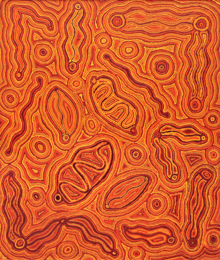 Aboriginal Art by Kelly Napanangka Michaels, Lappi Lappi Jukurrpa, 107x91cm - ART ARK®