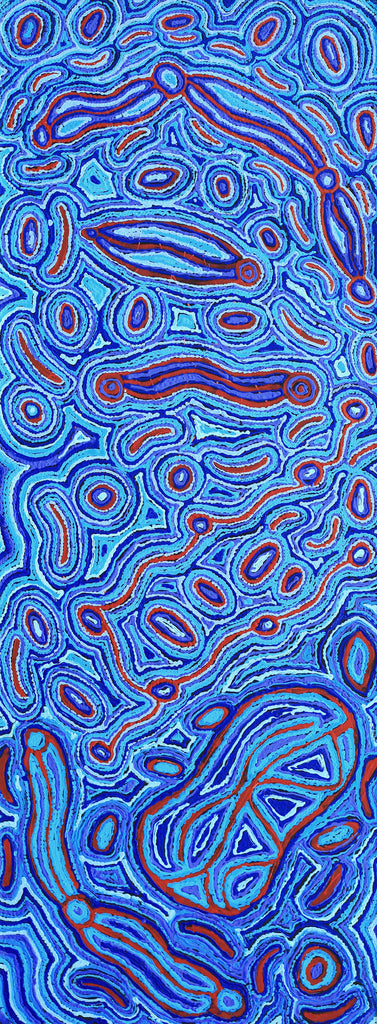 Aboriginal Artwork by Kelly Napanangka Michaels, Lappi Lappi Jukurrpa, 122x46cm