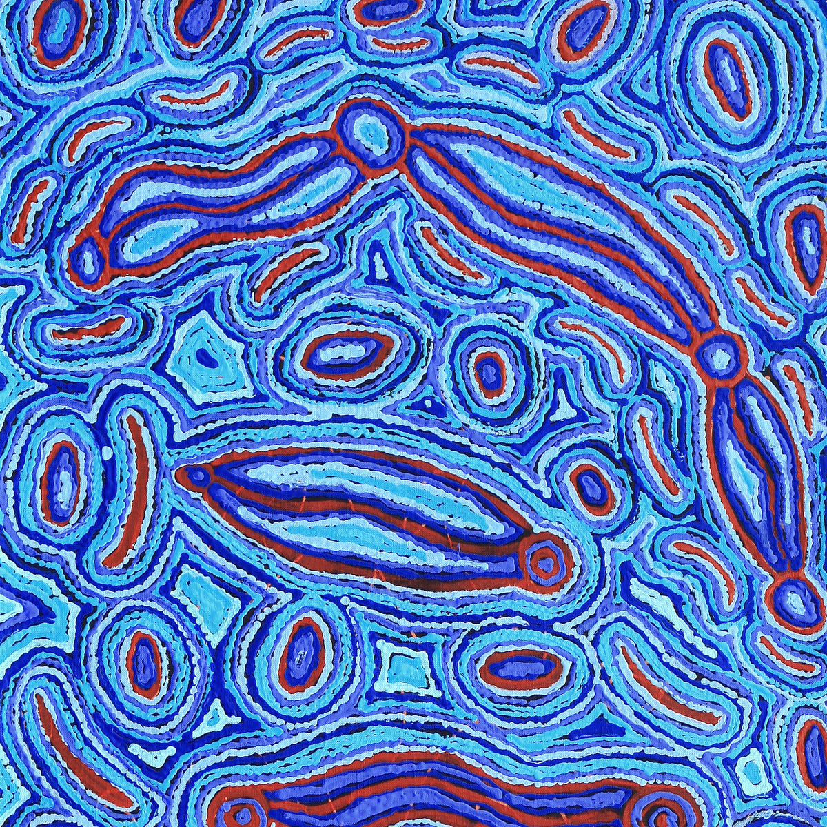 Aboriginal Artwork by Kelly Napanangka Michaels, Lappi Lappi Jukurrpa, 122x46cm