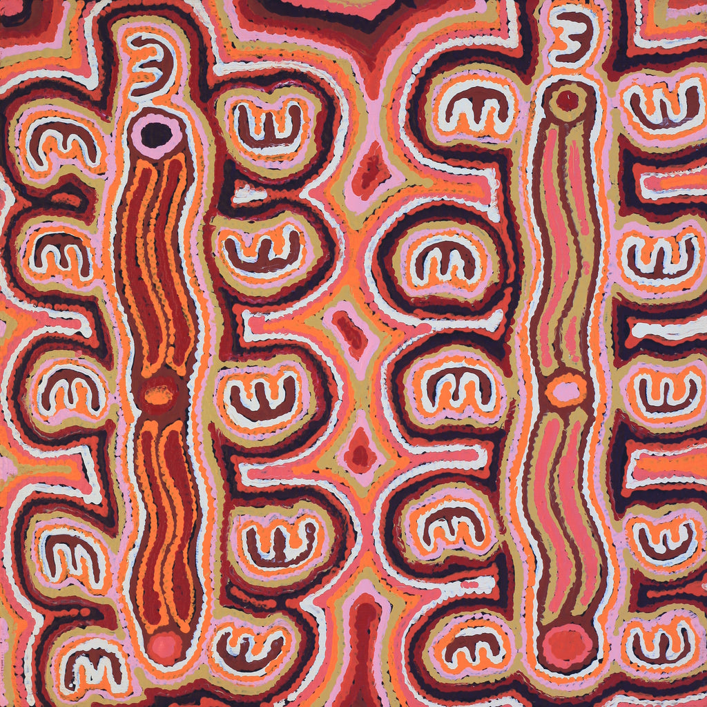 Aboriginal Artwork by Kelly Napanangka Michaels, Janganpa Jukurrpa (Brush-tail Possum Dreaming) - Mawurrji, 30x30cm