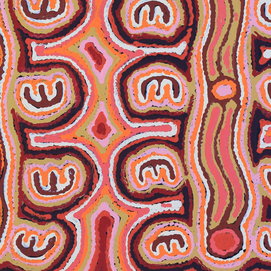 Aboriginal Artwork by Kelly Napanangka Michaels, Janganpa Jukurrpa (Brush-tail Possum Dreaming) - Mawurrji, 30x30cm